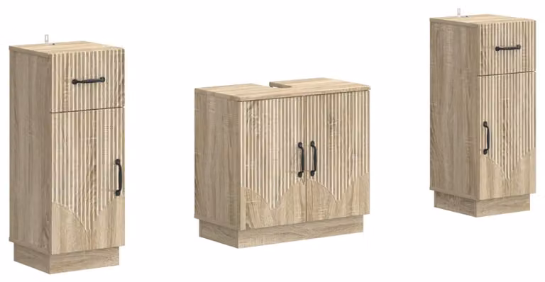 Set di due mobili da bagno, modello HOORN, in legno effetto Sonoma