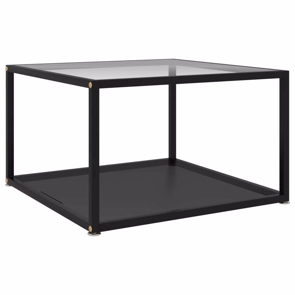 Maison Exclusive - Tavolino trasparente e nero 60x60x35 cm in vetro temperato