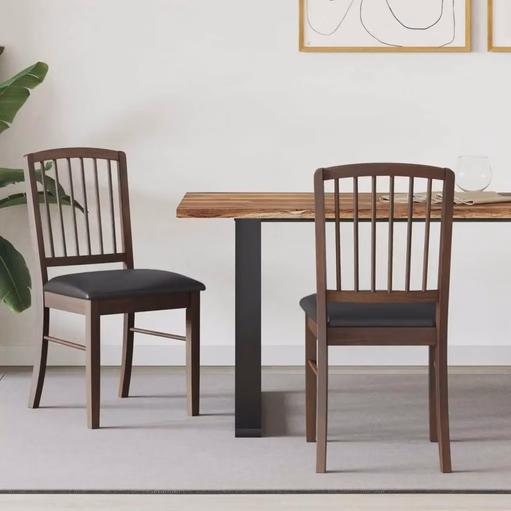 Set di 2 sedie da pranzo moderne in legno di gomma color marrone, L: 50 cm, P: 52,5 cm, H: 91 cm – 2