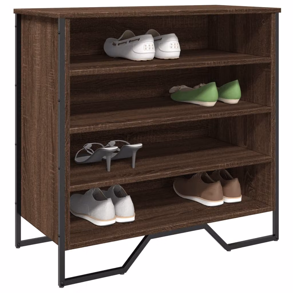 Scarpiera vidaXL in stile industriale, colore rovere marrone, L: 80 cm, P: 38 cm, H: 78 cm