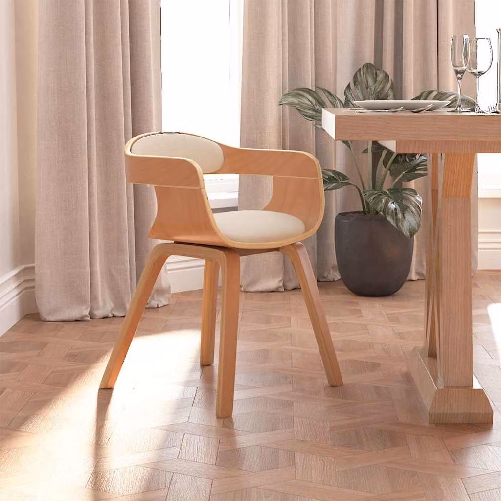 Sedia da Pranzo vidaXL in Legno Curvato e Similpelle Beige