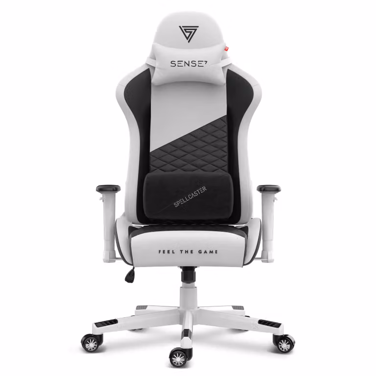 SENSE7 Spellcaster SENSHI XL Sedia da gaming bianca - Sedia da ufficio ergonomica per persone di statura elevata, 160 kg, poltrona direzionale con imbottitura in schiuma a freddo e seduta ampia