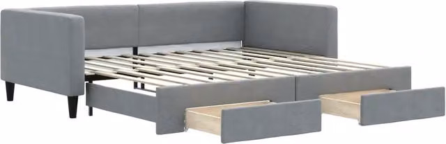 Divano letto | Sof¨¤ letto | Letto singolo Estraibile Cassetti Grigio Chiaro 100x200 Tessuto