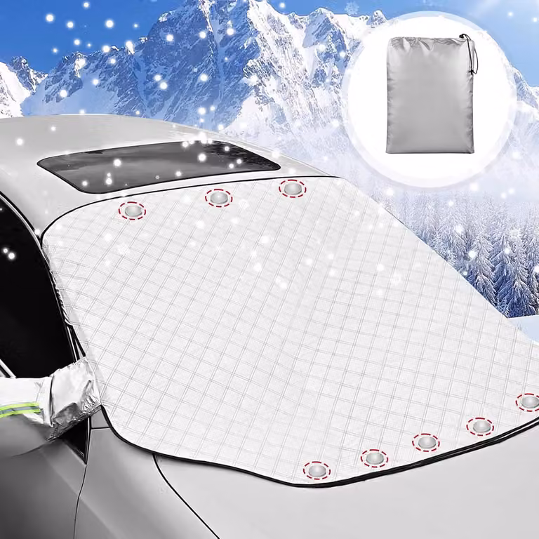 Copertura per finestrini auto, protezione antigelo per parabrezza invernale, copertura magnetica per parabrezza in alluminio ultra-spesso, con copertura per specchietto retrovisore, adatta alla maggior parte dei veicoli