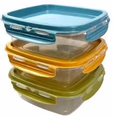 Set di 3 contenitori per alimenti in vetro Snips con chiusura a scatto, colori assortiti, 500 ml ciascuno