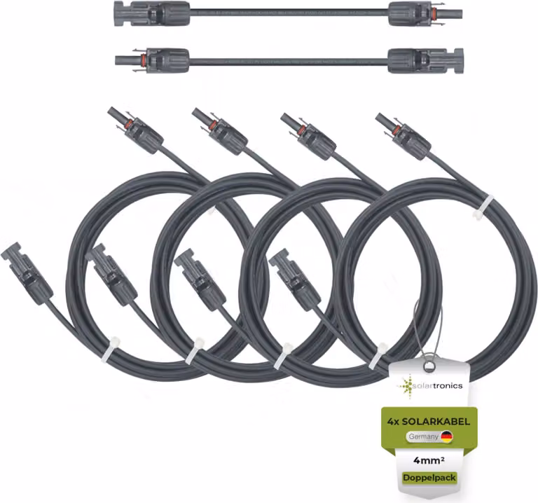 Cavo solare confezione doppia 4x Cavo fotovoltaico 4mm² H1Z2Z2-K nero e nero con spina solare Lunghezza: 4 x 3m - 4mm²
