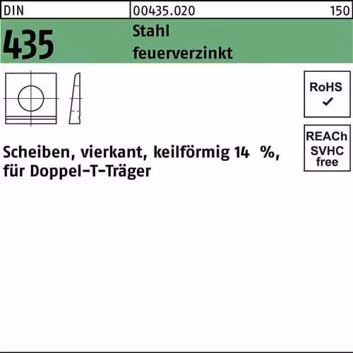 Reyher 435 Rondelle a cuneo 9 mm OD/zincato a caldo (100 pezzi)