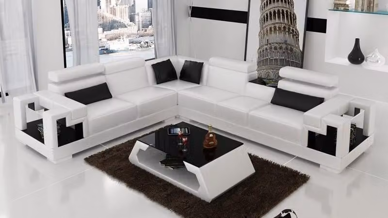 Ecksofa Sofa Couch Polster Wohnlandschaft Leder Eck Sofas Garnitur L-Form