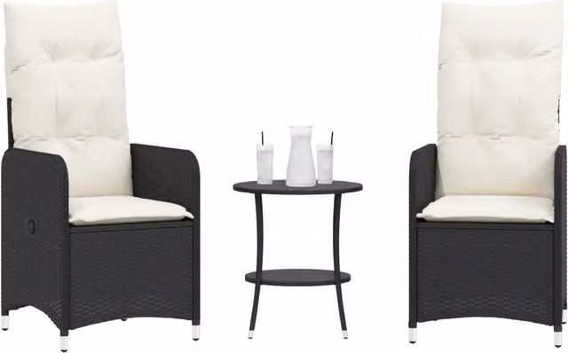 Sedie da Giardino Reclinabili 2 pz con Tavolo in Polyrattan 365690