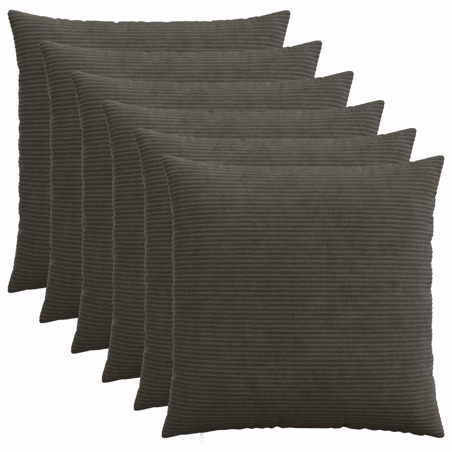 Set di 6 federe vidaXL HEERLEN in velluto a coste, colore antracite, L 60 cm x P 60 cm