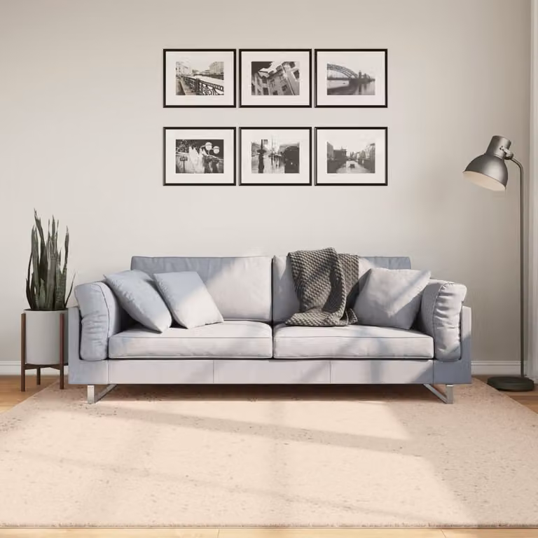 vidaXL Tappeto a Pelo Corto HUARTE Beige, Lavabile e Antiscivolo, 200 x 200 cm