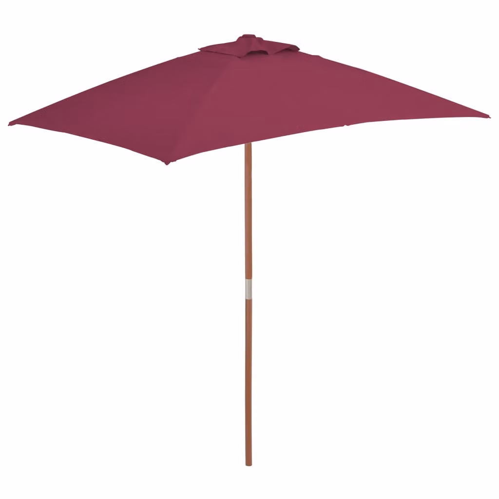 Ombrellone da Esterni Palo in Legno 150x200 cm Rosso Bordeaux