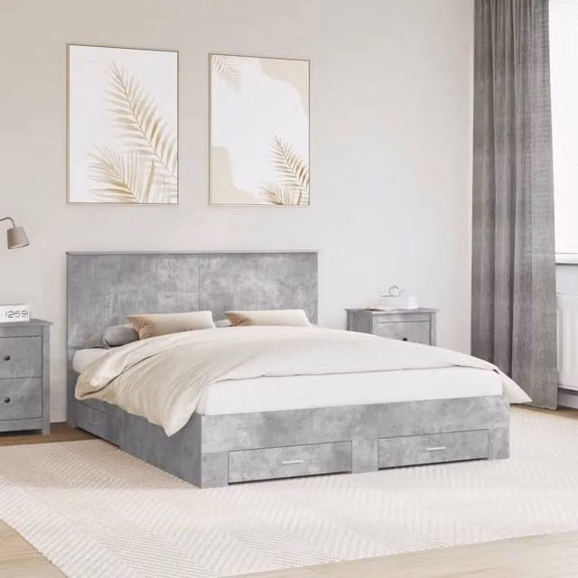 Struttura del letto con cassetto Grigio cemento 160 x 200 cm 3411283