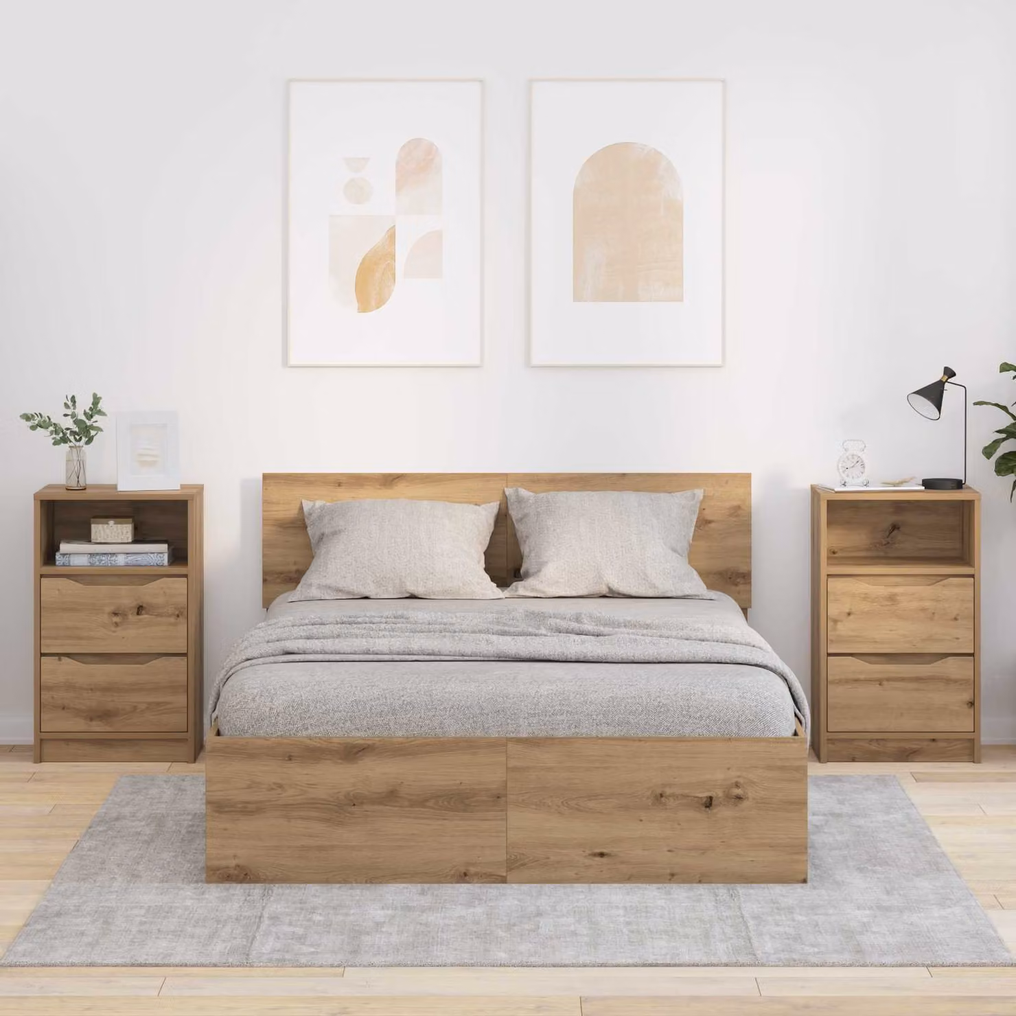 Set di 2 comodini vidaXL in rovere artigianale marrone, L 40 cm x P 30 cm x H 67 cm