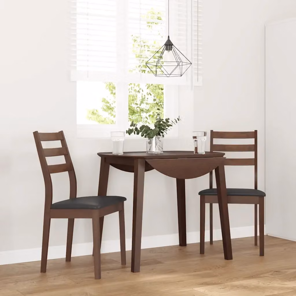 Set di 2 sedie da pranzo moderne in legno di Hevea marrone e nero con seduta in tessuto DESIGN IN – 2