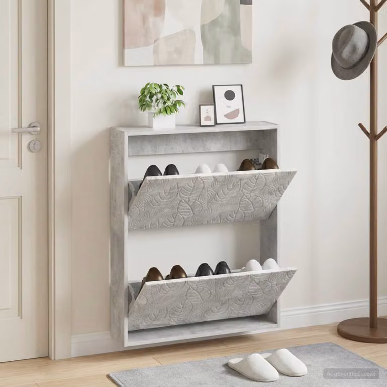 Mobiletto per scarpe da muro vidaXL DELFT grigio moderno con scomparti basculanti L: 71 cm, P: 17 cm, H: 86 cm