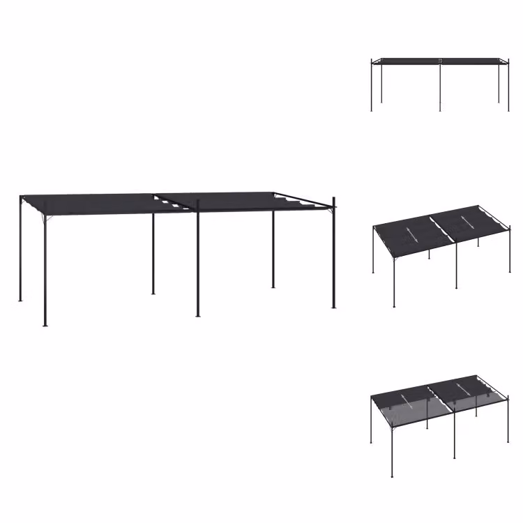 vidaXL Gazebo con tetto estensibile 600x300x233 cm antracite - Gazebo e tendoni da festa