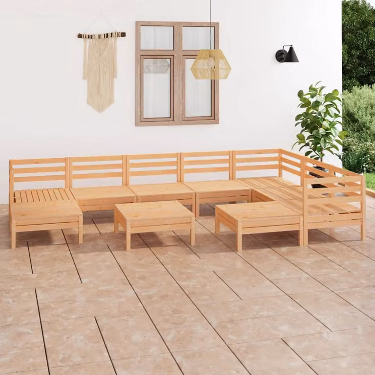 The Living Store Set da salotto da giardino in pino massiccio da 10 pezzi