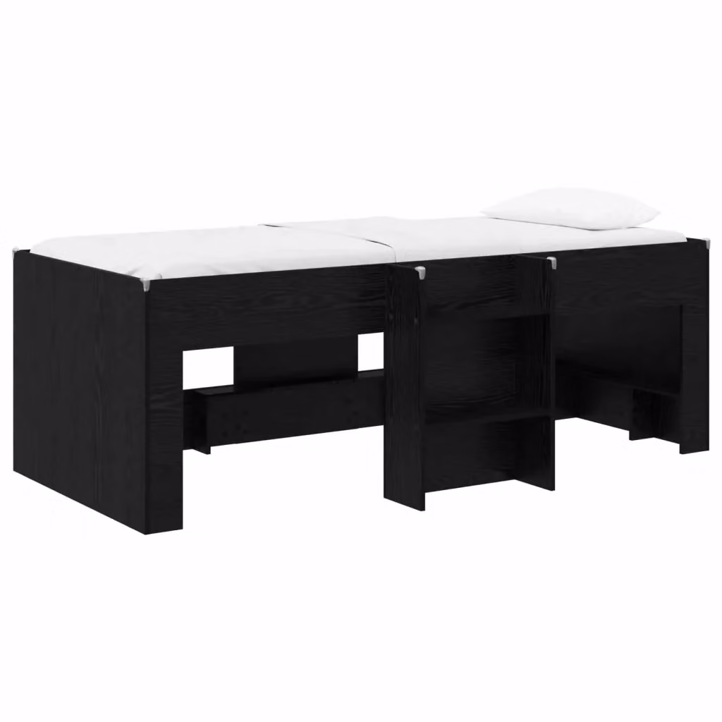 Letto singolo rialzato per bambini vidaXL in legno nero con scomparti laterali L: 120 cm, P: 193 cm, H: 180 cm – 2
