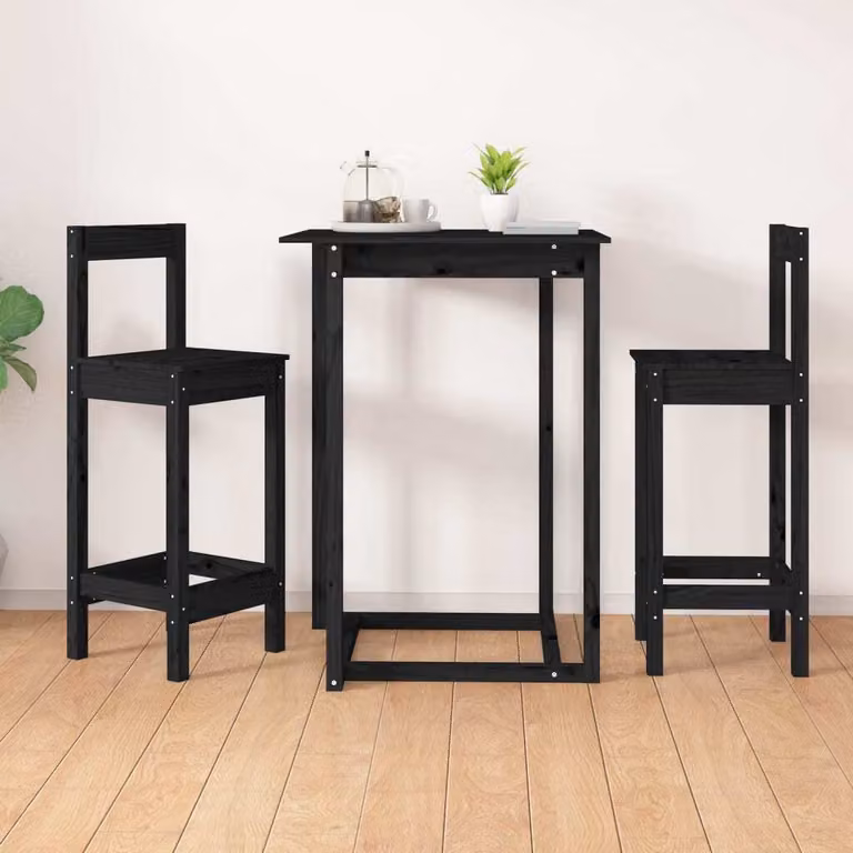 The Living Store Sgabelli da bar 2 pezzi neri 40x41,5x112 cm in legno di pino massiccio