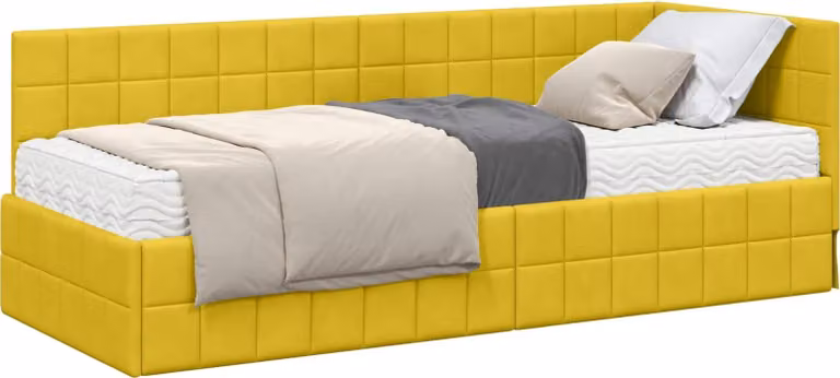 Struttura Letto Angolare con Materasso 2 pcs Giallo Velluto