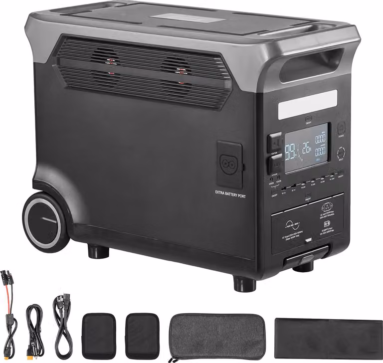 SucceBuy Portable Powerstation 3600 W, 3840 Wh, generatore solare con 10 connessioni di uscita, 6 opzioni di ingresso regolabili, batteria di backup LiFePO4 (pannello solare non incluso)
