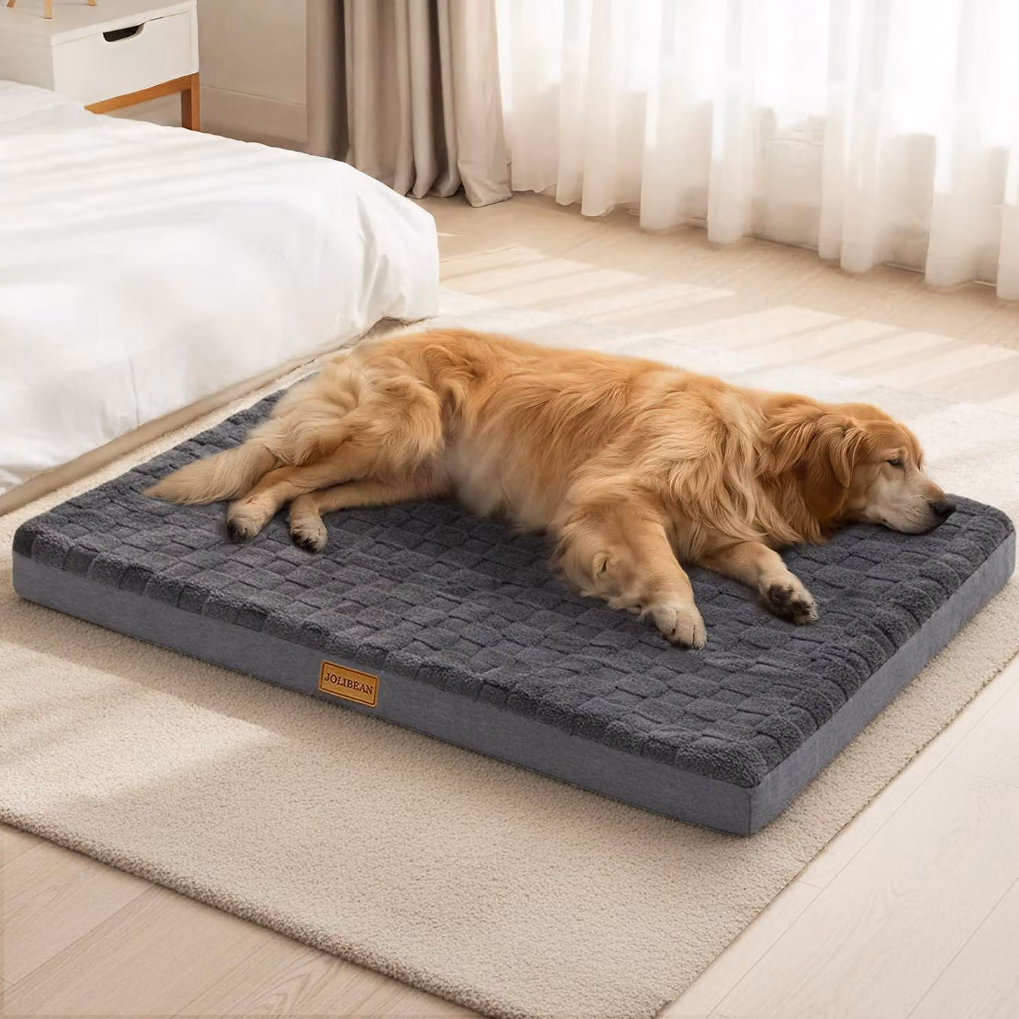 Cuccia ortopedica per cani, colore grigio scuro, dimensioni 106x71x9 cm