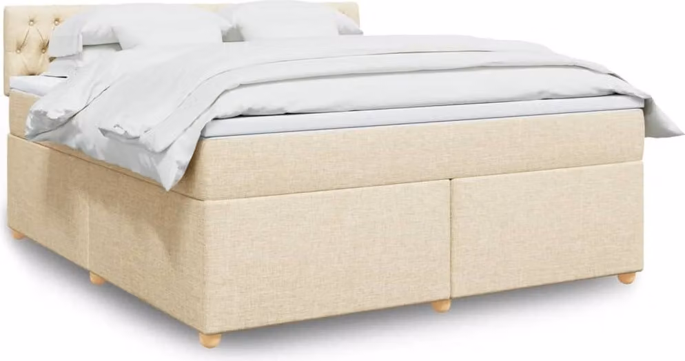 Maison Exclusive - Giroletto a Molle con Materasso Crema 180x200 cm in Tessuto