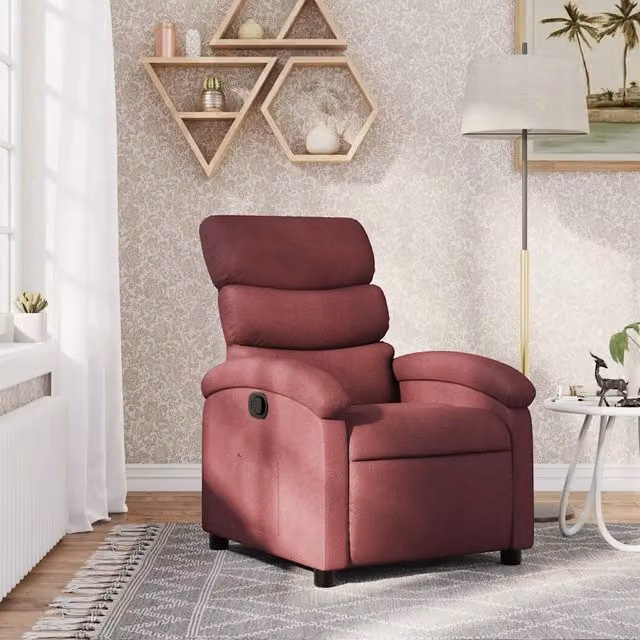 Poltrona Reclinabile Relax vidaXL in Tessuto Rosso con Braccioli e Reclinazione Manuale