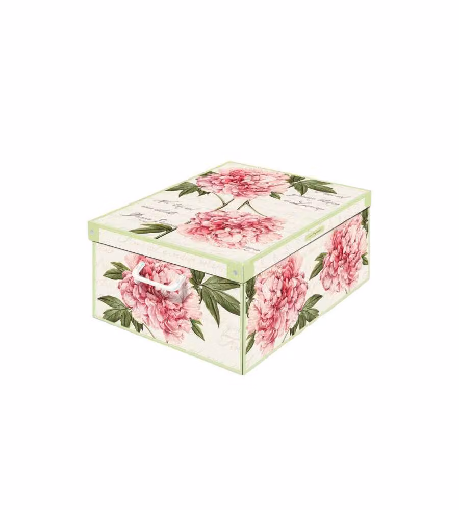 Lavatelli Scatola Componibile Peonie 39x50 H 24 cm Cartone Decorato