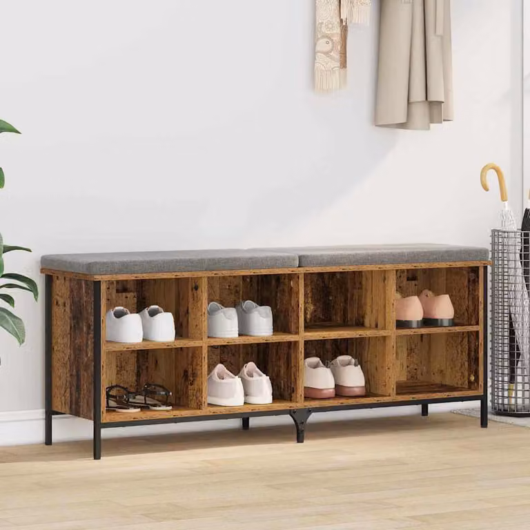 Scarpiera mobile vidaXL in stile industrial in legno e metallo marrone L: 131 cm, P: 35 cm, H: 50 cm