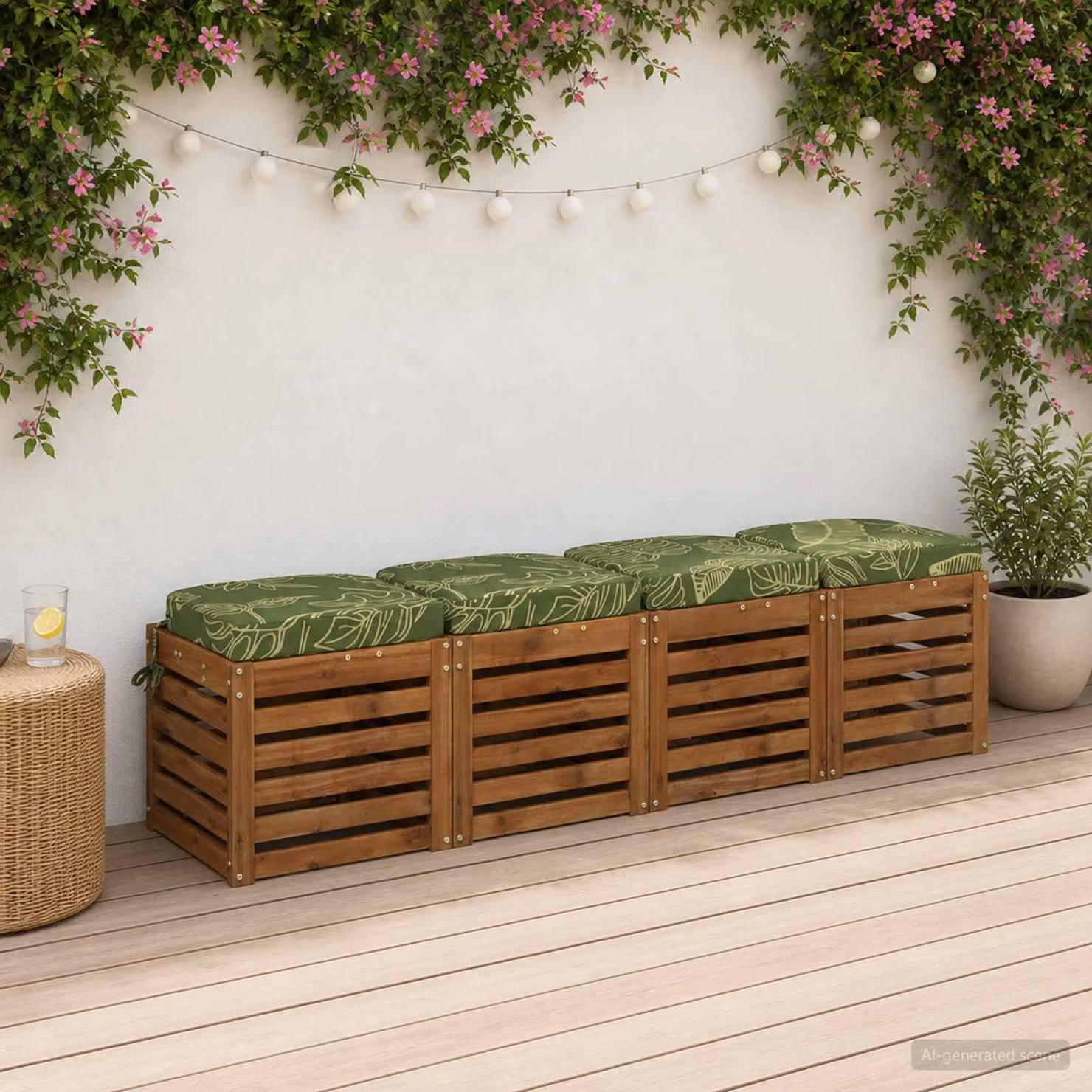 Set di 4 cuscini per sedile vidaXL SOEST in poliestere, colore verde, design moderno rettangolare con rivestimento rimovibile e lavabile