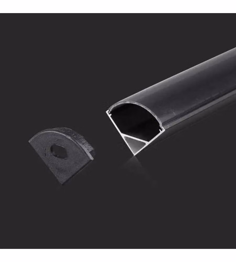 Profilo in Alluminio Angolari Colore Nero per Strip LED 2000x15.8x15.8mm