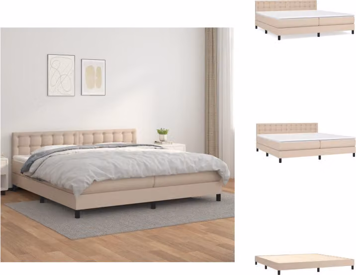 vidaXL Materasso per letto a molle insacchettate cappuccino-marrone 200x200cm in Pelle finta - Letti e strutture letto