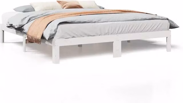 Letto matrimoniale | Letto per adulti | Giroletto senza Materasso Bianco 180x200 cm Legno Massello Pino