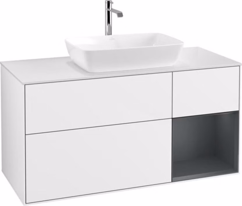 Mobiletto V&B Finion 120 cm, Pl w m, Reg md m Lac, glo wh. Lac