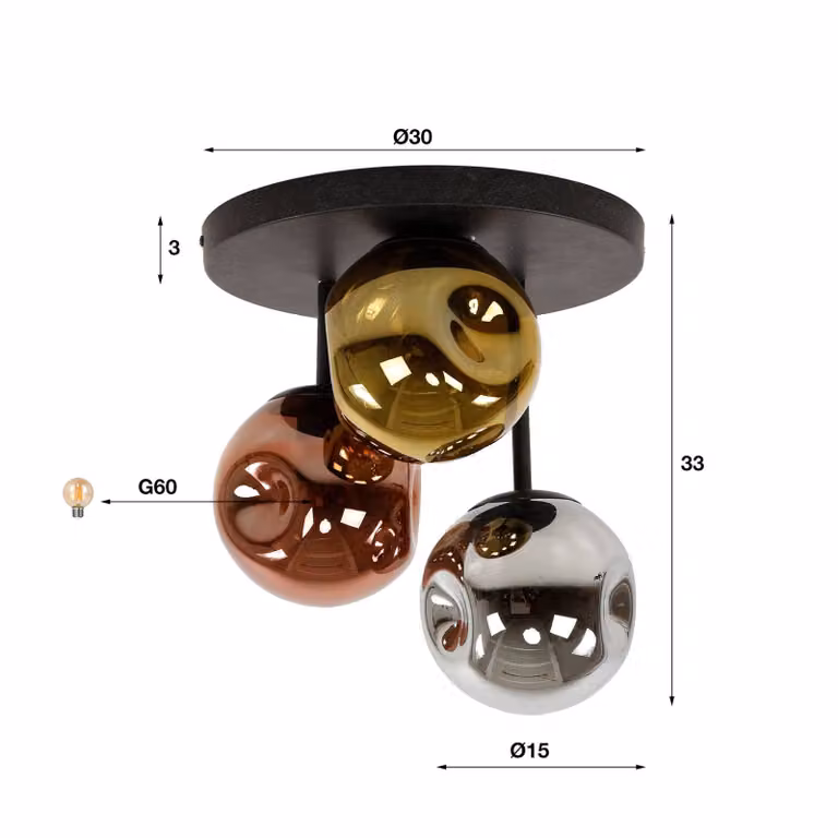ZIJLSTRA Plafoniera soffitto Stellar, dimmerabile, Multicolore, Soggiorno / Sala da pranzo, Vetro, Moderno, Plafoniera