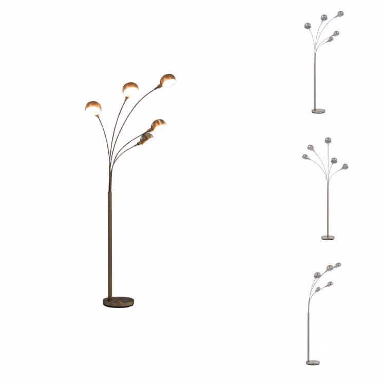 vidaXL Lampada da terra 200 cm 5 x E14 argento - Lampade