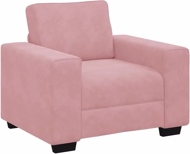 Divano da soggiorno moderno in velluto rosa con braccioli L/P/H: 100 x 77 x 82 cm