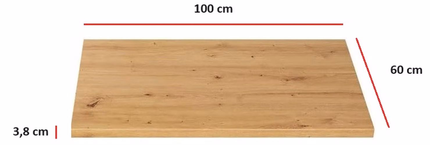 Piano di lavoro per cucina, 100 cm, spessore 38 mm, per cucina lineare o blocco cucina, in legno di quercia "Artisan Eko Stilo"
