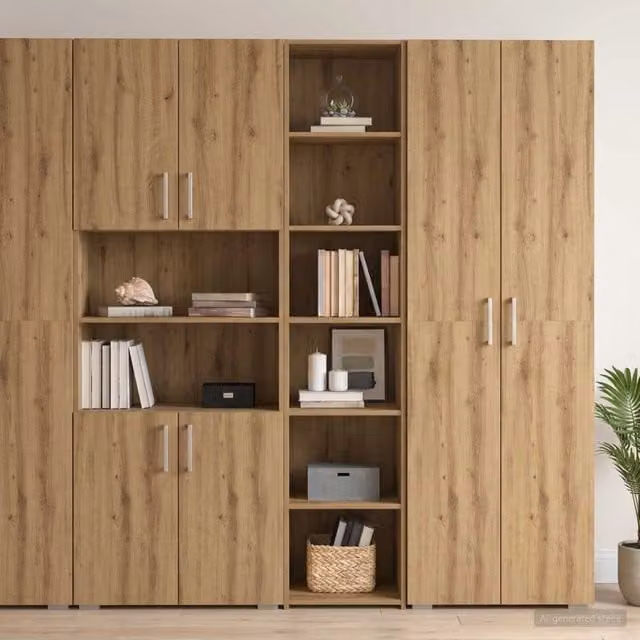 Credenza Moderna vidaXL in Rovere Marrone con Ripiani Interni e Ante a Battente L/P/H: 40 x 41 x 185 cm