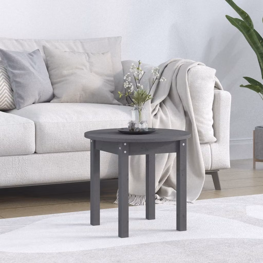 vidaXL Tavolino grigio Ø 45x40 cm in pino massiccio - Tavolino - Tavoli da caffè - Tavolino - Tavolo da divano