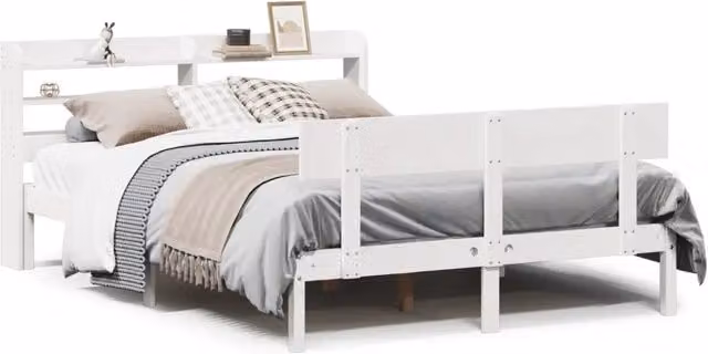 Letto matrimoniale | Letto per adulti | Letto senza Materasso Bianco 140x200 cm Legno Massello di Pino