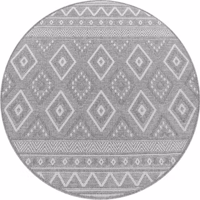Tappeto rotondo Verona grigio e beige per interni ed esterni, Diametro: 80 cm – 1
