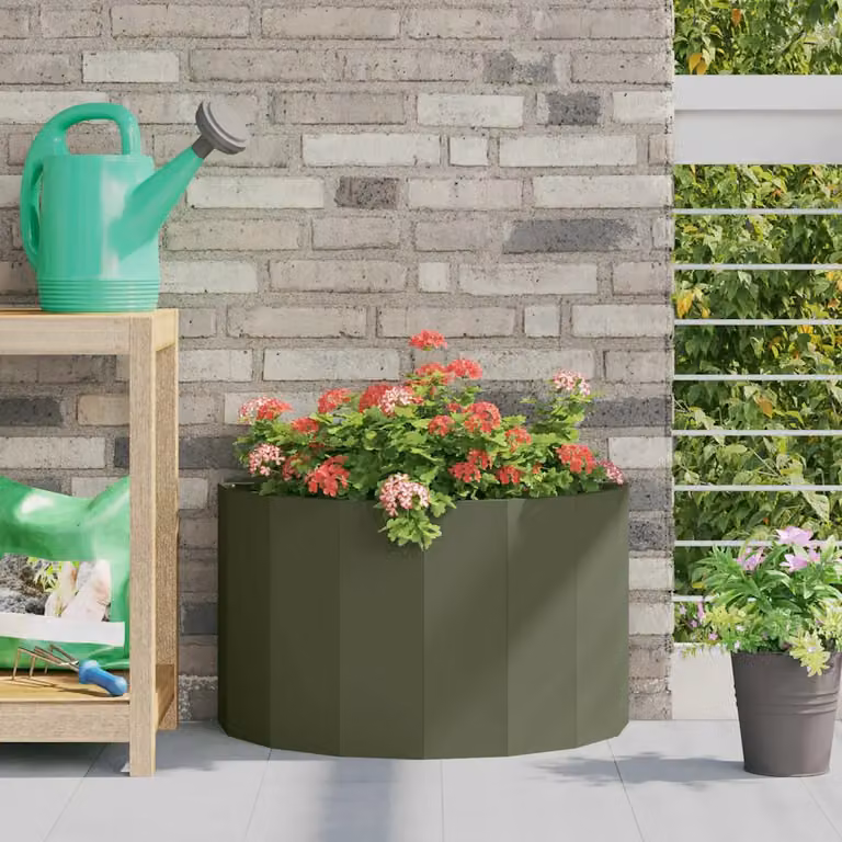 Fioriera vidaXL in acciaio verde, L: 60 cm, P: 30 cm, H: 35 cm