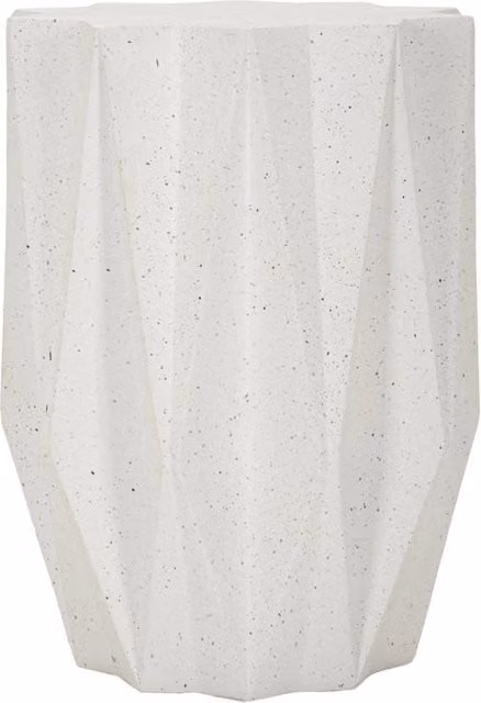 Tavolinetto Star Moderno Mauro Ferretti in MGO Color Cream con Effetto Pietra e Design Geometrico, Ø 38,5 x H 53 cm