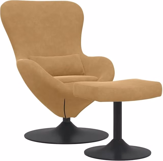 Poltrona | Sedia Egg con Pouf Marrone Velluto
