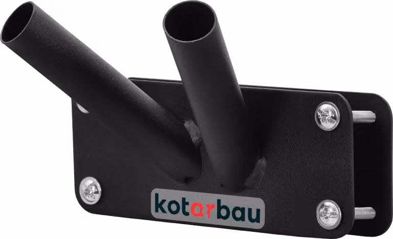 KOTARBAU® Portabandiera a 2 pieghe per asta doppia Montaggio su balaustra 170 mm Verniciato a polvere nero Portabandiera Bandiera a 2 pieghe per asta doppia Verniciato a polvere