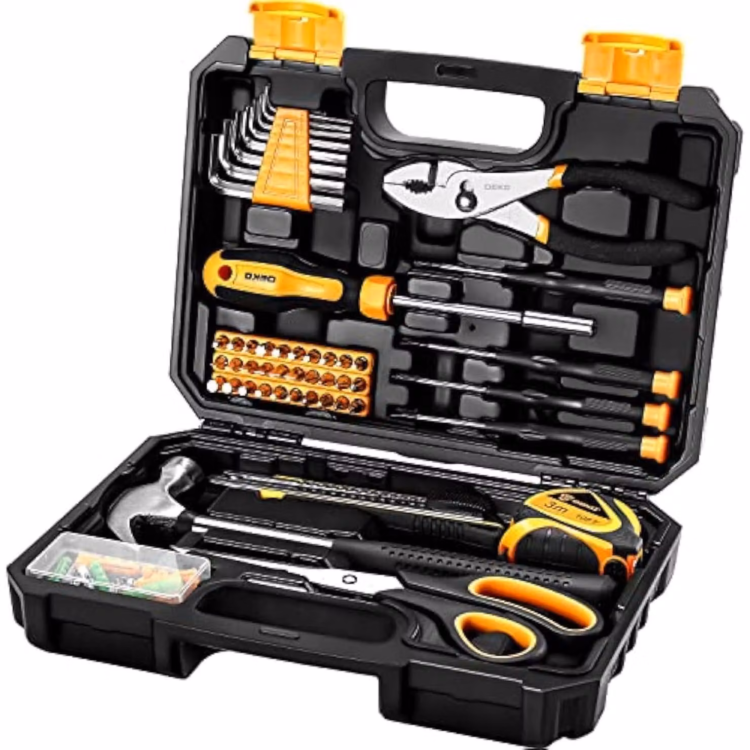 Kit di attrezzi da lavoro, 50 pezzi, utensili manuali universali, colore giallo