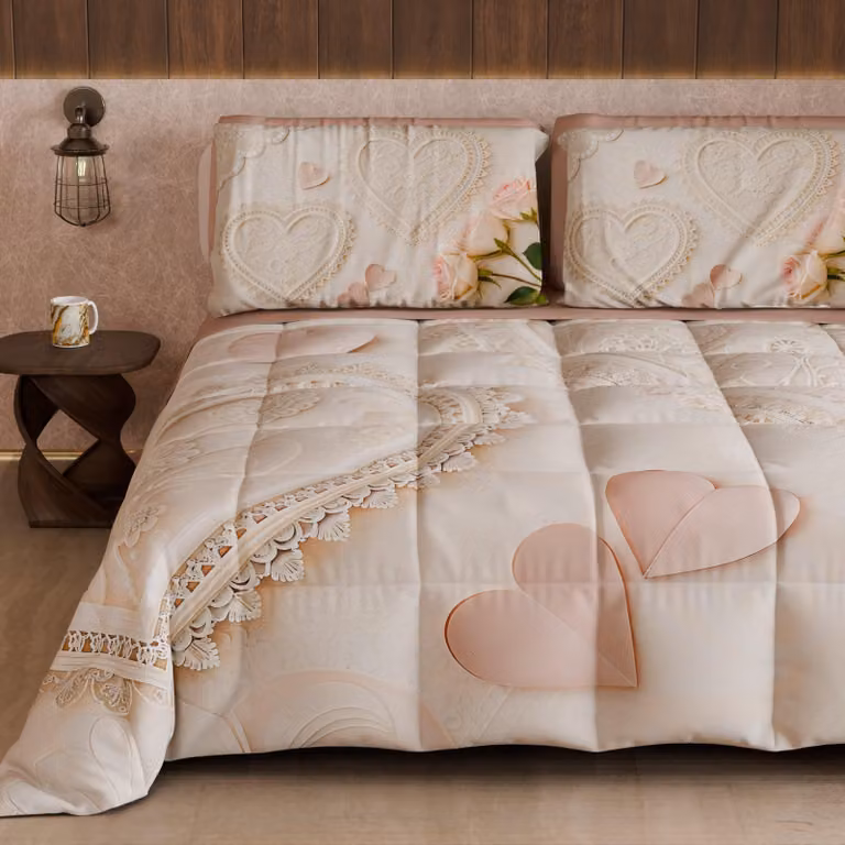 Piumino invernale in stile shabby chic, 170x260 cm, in microfibra, 300 g/m²